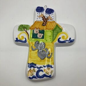 The Boozell Collection Noah's Ark Ceramic Cross Hanging Wall Art Terracotta 10in